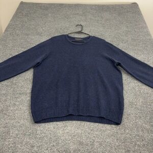 Paul James Sweater Mens L Navy Blue Lambswool Crewneck Made in England Classic